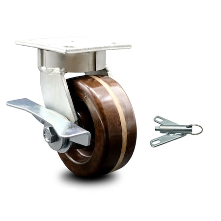 Service Caster 5 Inch Kingpinless High Temp Phenolic Wheel Caster with Brake and Swivel Lock SCC-KP30S520-PHRHT-SLB-BSL